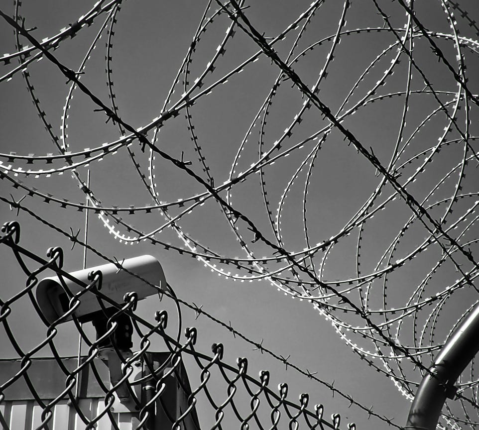 Grayscale Photo of Barbed Wire